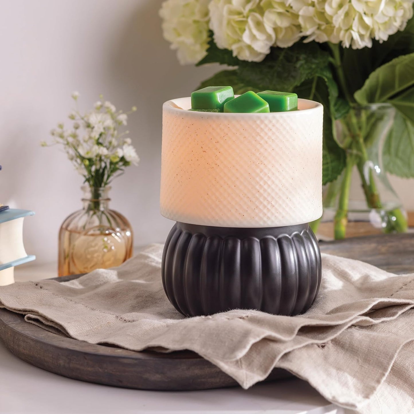 Candle Warmers ETC. Illumination Fragrance Warmer- Light-Up Warmer for Warming Scented Candle Wax Melts and Tarts or to Freshen Room, White Harmony