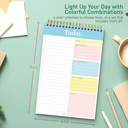 Sweetzer & Orange Daily & Weekly To Do List Notepad – Undated Work Planner & Organizer with Wish List Section, 52-Sheet Coiled Task Pad for Productivity – SET OF 4 To Do List Notebook for Work