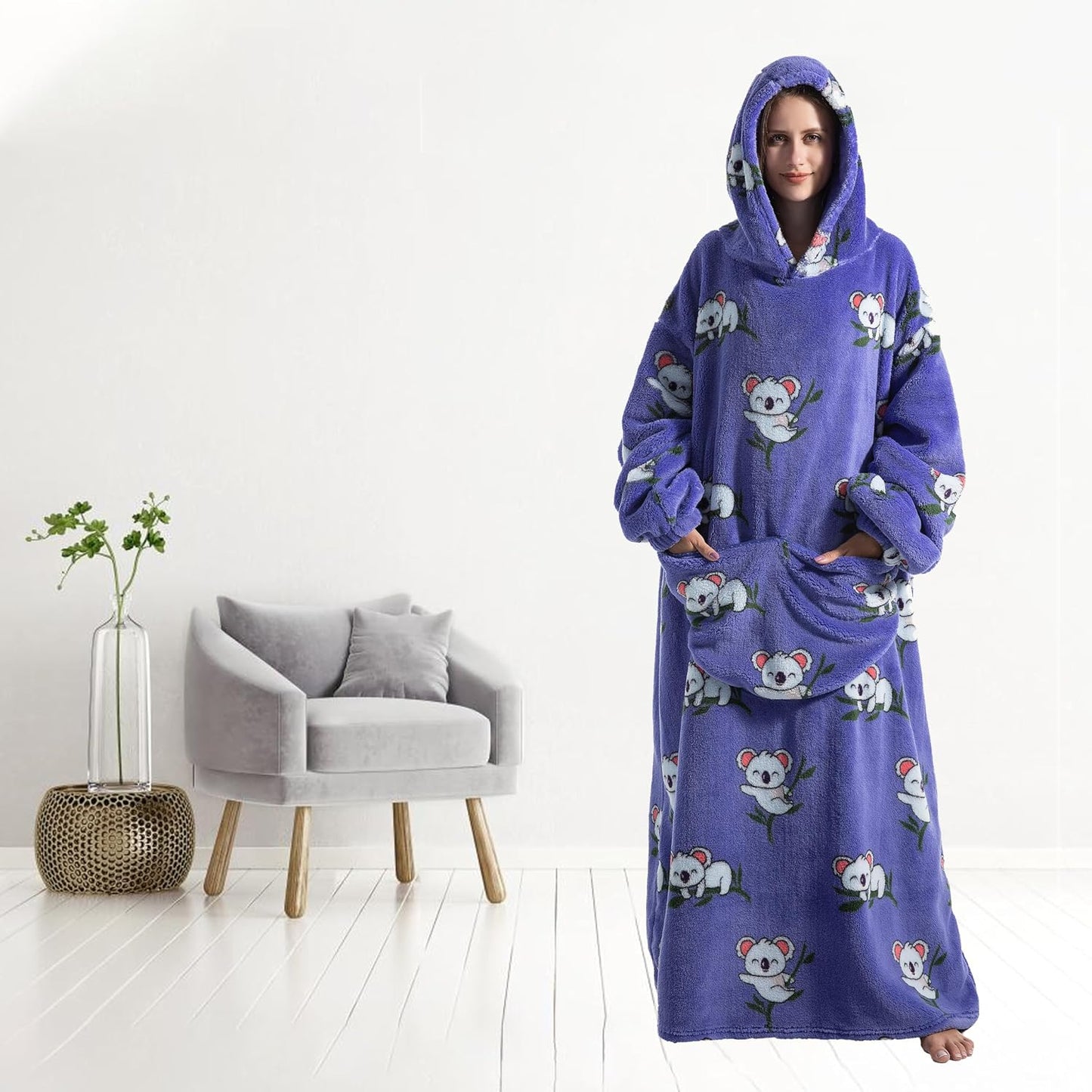 Capecage Blanket Hoodie, Long Hooded Blanket Sweatshirt as Birthday Gifts for Women Men, Long Wearable Blanket for Women Men.