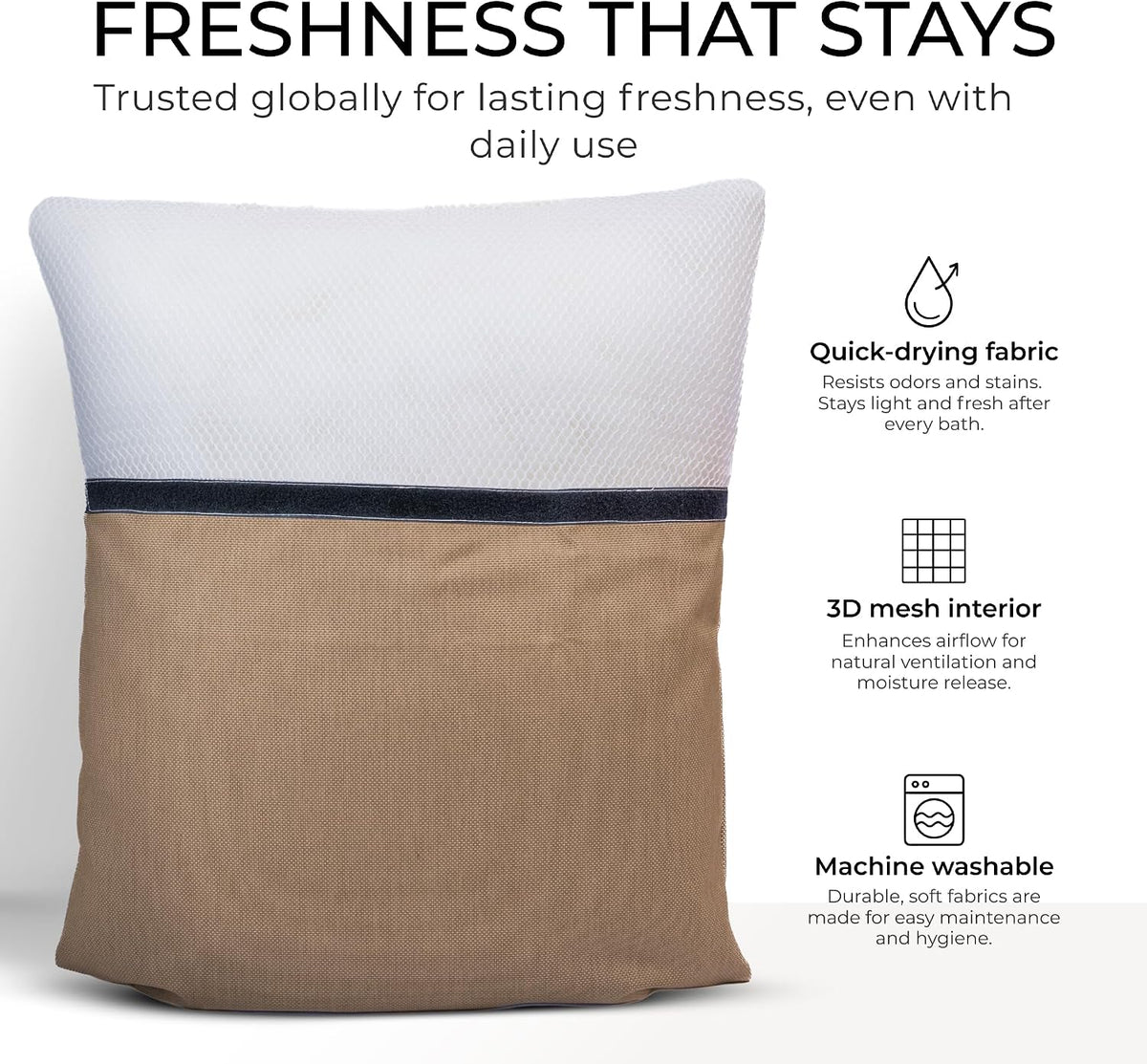 Luxury Bath Pillow for Tub - Thick and Comfortable Bathtub Pillow Support for Head and Neck and Back - Washable Quick-Drying Bath Pillows - Bath Cushion for Home Spa - Fits Any Bathtub - Light Gray