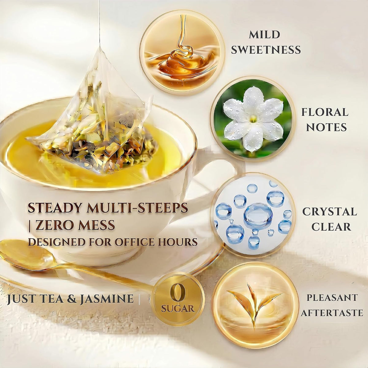 ADMIRINGAZELAND Jasmine White Tea - 30 Count Fujian Pyramid Tea Bags Floral