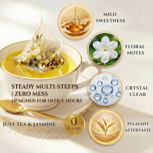 ADMIRINGAZELAND Jasmine White Tea - 30 Count Fujian Pyramid Tea Bags Floral