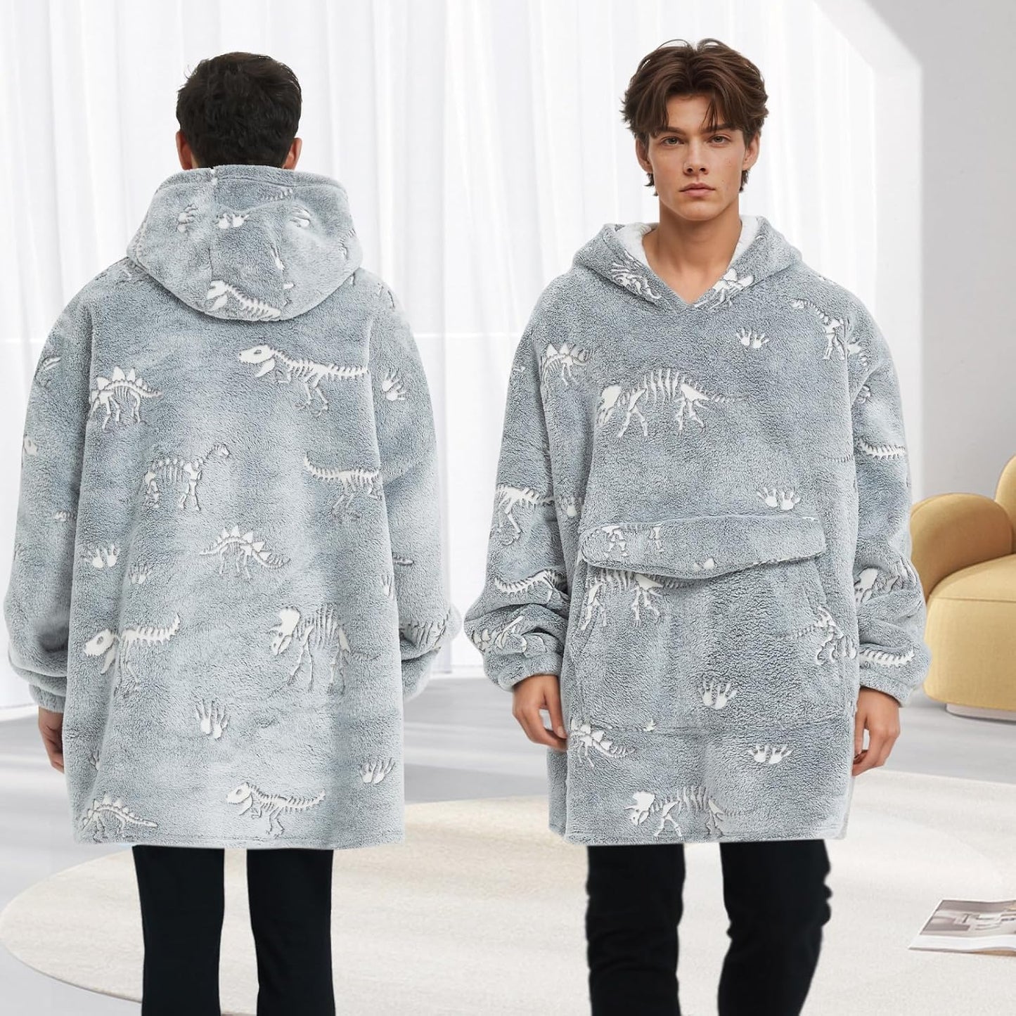 Fiosnow Sun and Moon Blanket Hoodies for Women and Men Adult Oversize Wearable Blanket Hoodies for Soft and Warm