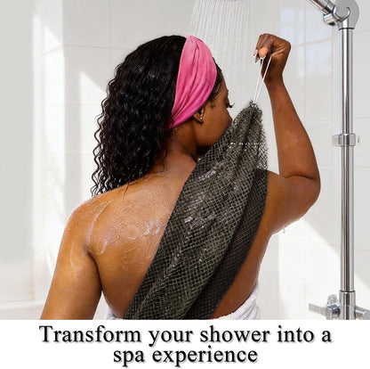 SubSahara Authentic African Net Sponge - 2 Pack Exfoliating Bath & Shower Loofah Sponge for Body & Face, Gentle Scrubber for All Skin Types, Travel, Durable Polyester (Olive Green & Light Green)