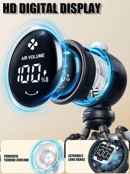 Portable Stroller Fan with 135° Auto Oscillation, 3-Color LED Night Light