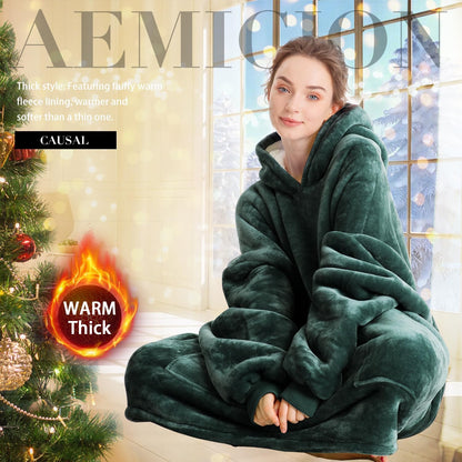 Aemicion Strawberry Blanket Hoodie,Oversized Sherpa Wearable Hooded Blanket,Warm Cozy Sweatshirt Gifts for Women Girls Adult