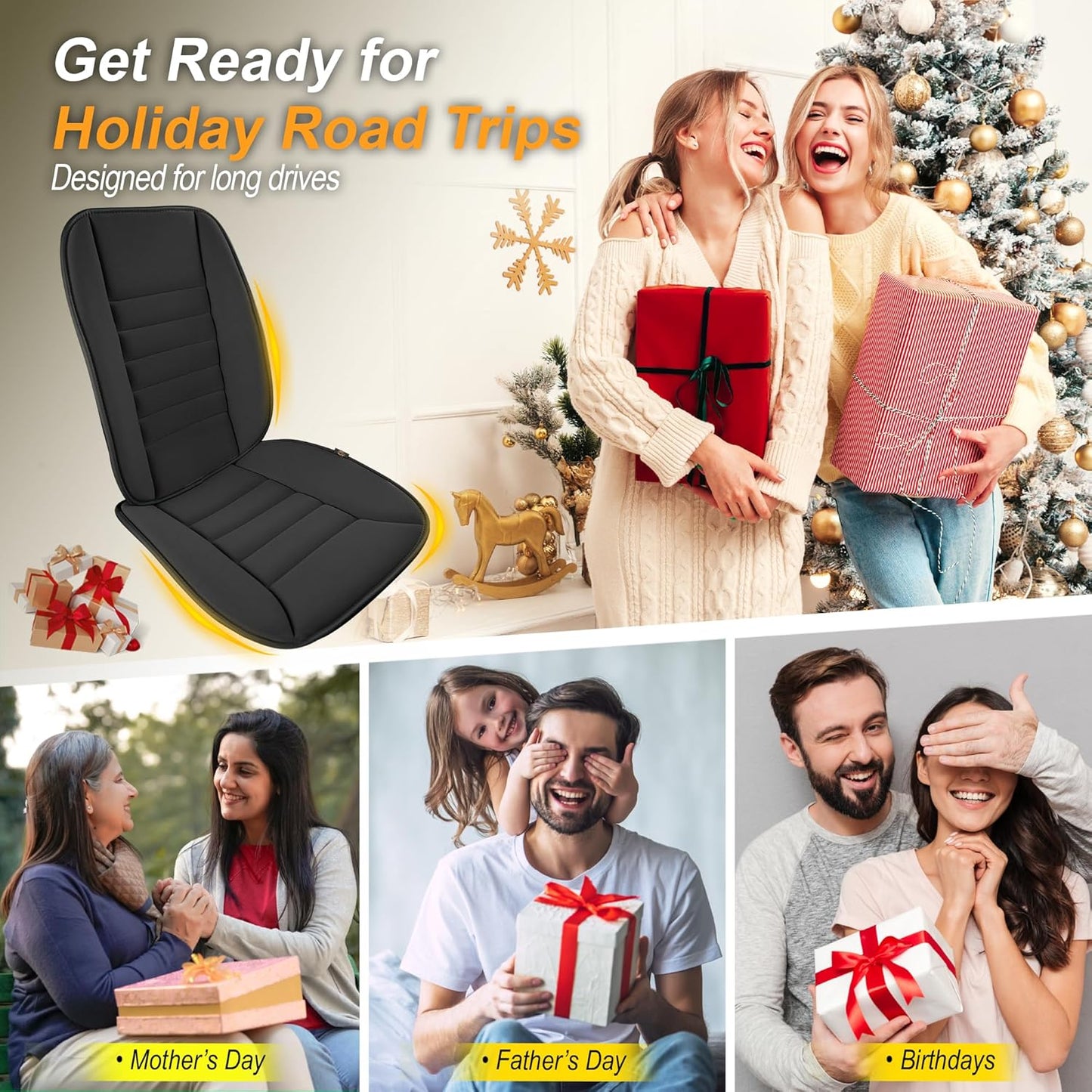 kingphenix Car Seat Cushion with Back Support Pillow: Enhanced Comfort Memory Foam Design for Pain Relief, Ideal for Drivers and Office Use - Ergonomic Lumbar Comfort for Long Sitting - Black