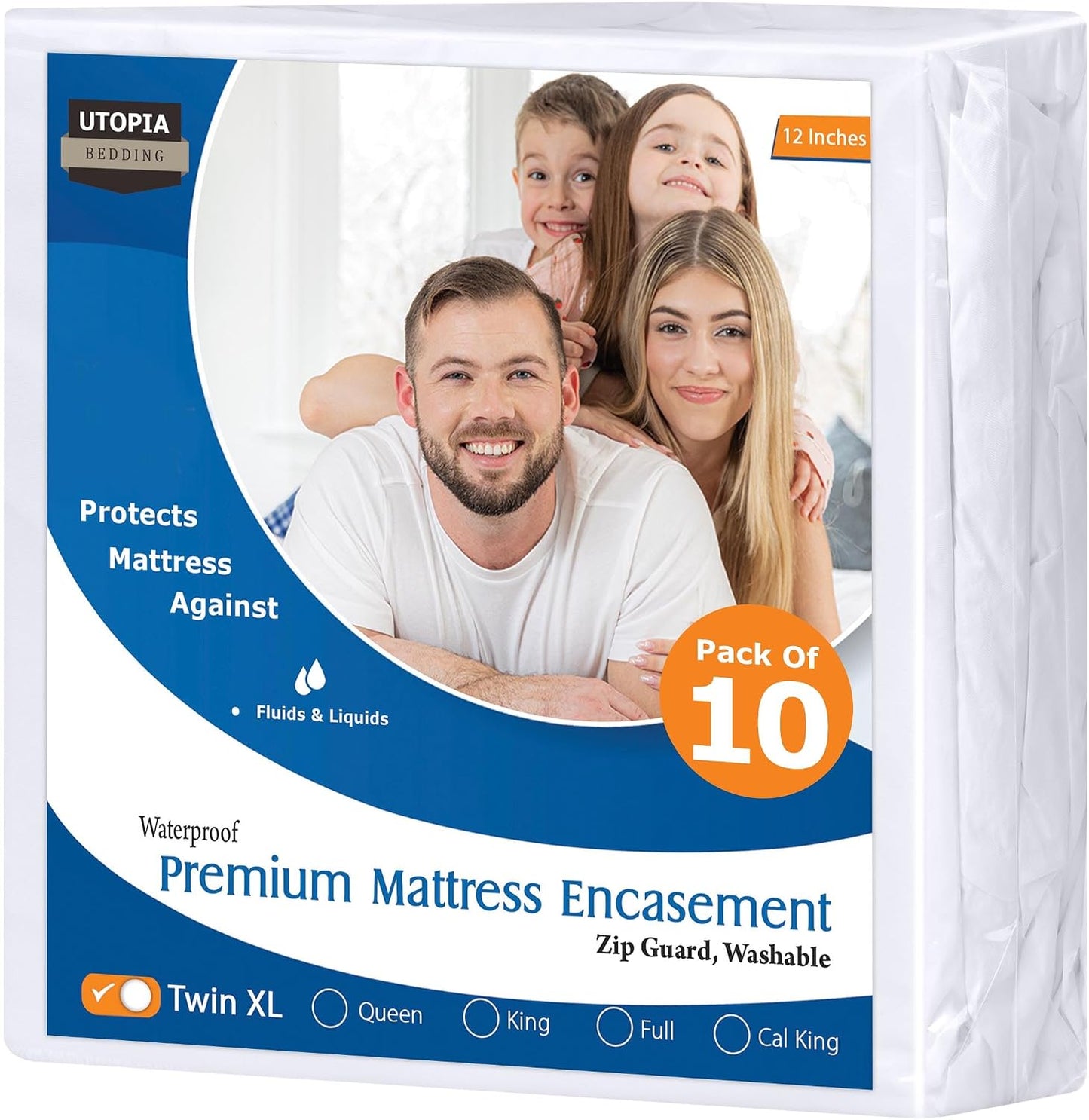 Utopia Bedding Premium Waterproof Bed Bug Mattress Cover, Twin Zippered Mattress Protector, 8 Inches Deep, Dust Mite Proof 6-Sided Mattress Encasement for Bed