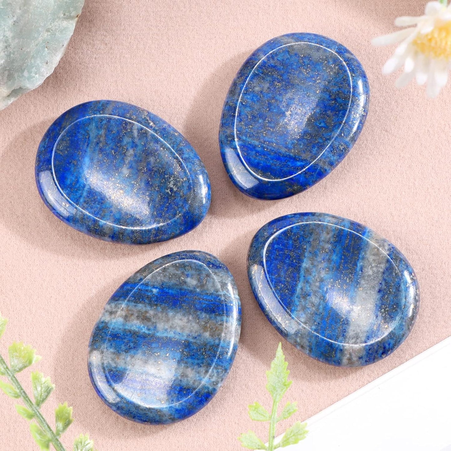 Artistone Moss Agate Crystal Chakra Thumb Worry Stone Teardrop Reiki Healing Stone Pocket Palm Stones for Anxiety Stress Relief Meditation Therapy Geometry Home Decor