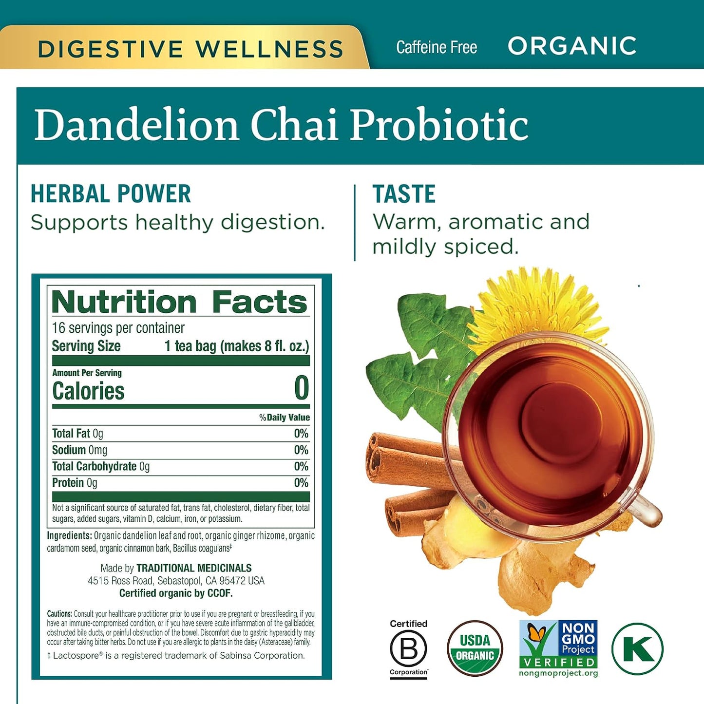 Traditional Medicinals Tea, Organic Triple Mint - Supports Healthy Digestion - Kosher, Non-GMO, Caffeine-Free - 16 Tea Bags