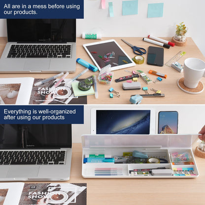 TSJ OFFICE Whiteboard Weekly Dry-Erase-Board - Desktop White Board Calendar Desk Organizers with Accessories Computer Keyboard Stand with Drawer, for Office, Home, School Supplies - White Calendar