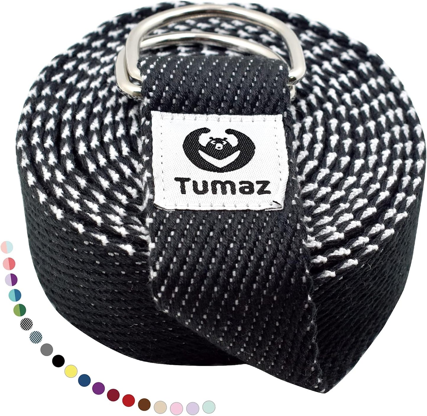 Tumaz Yoga Strap/Stretch Bands [15+ Colors, 6/8/10 Feet Options] with Extra Safe Adjustable D-Ring Buckle, Durable and Comfy Delicate Texture - Best for Daily Stretching, Physical Therapy, Fitness