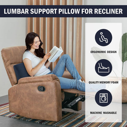 HOMBYS Lumbar Support Pillow for Recliner Chair, Memory Foam Back Support Cushion for Elderly,Extra Large Lumbar Support Pillow,Thick Backrest for Home Reading (Grey, 20“x13.5"x5")