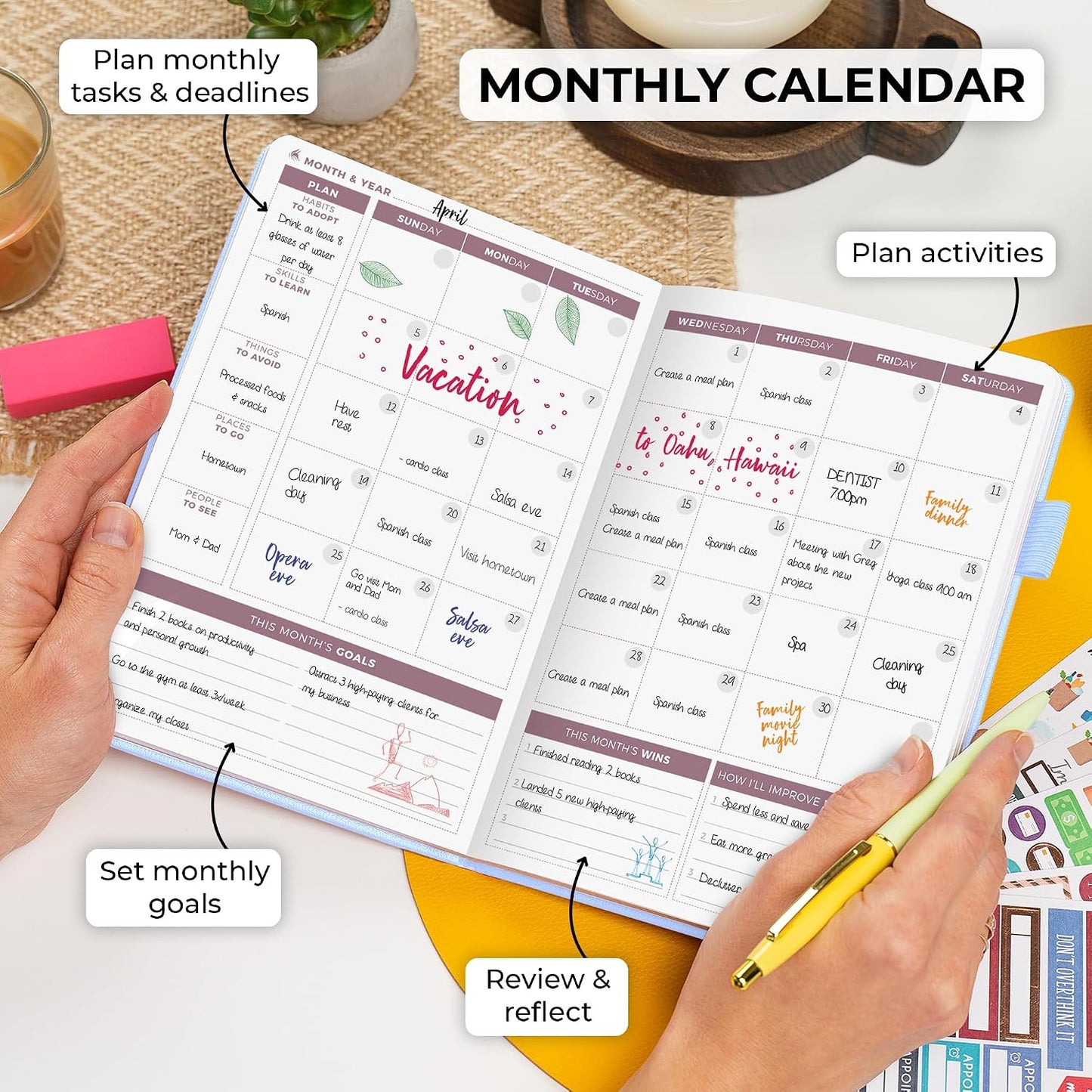 Clever Fox Planner 2nd Edition – Colorful Weekly & Monthly Goal Planner, Time Management & Productivity Organizer, Undated, A5 (Dark Teal)
