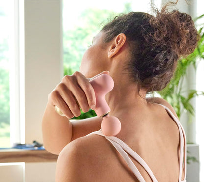 Sharper Image Powerboost Move - Mini Percussion Massage Gun| 4 Attachments, 4 Speeds, FSA Eligible| Full Body Back & Shoulder Massager| Deep Tissue Muscle Recovery| Portable Pain Relief Massage Tool