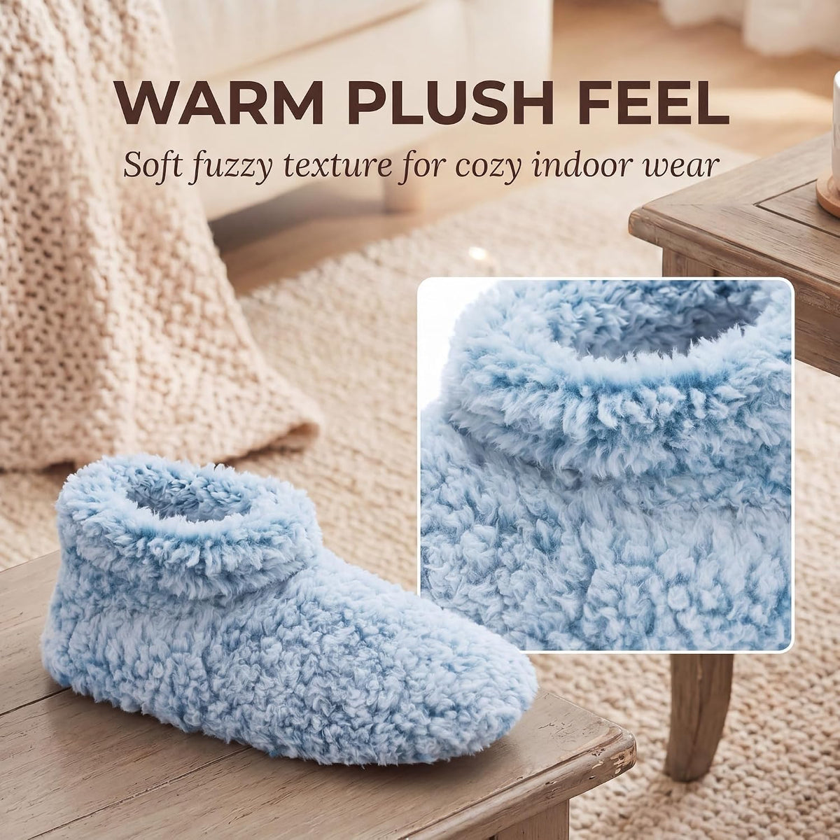 Cozylook Fuzzy Slippers for Women Indoor Soft Sole Slipper Socks