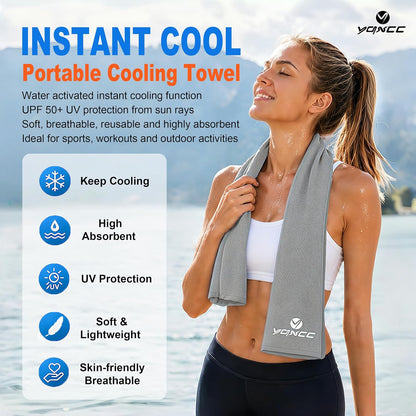 YQXCC 4 Pack Cooling Towels (47"x12"), Ice Cool Neck Towel, Soft Breathable Microfiber for Yoga, Golf, Gym, Running, Camping & Hot Weather