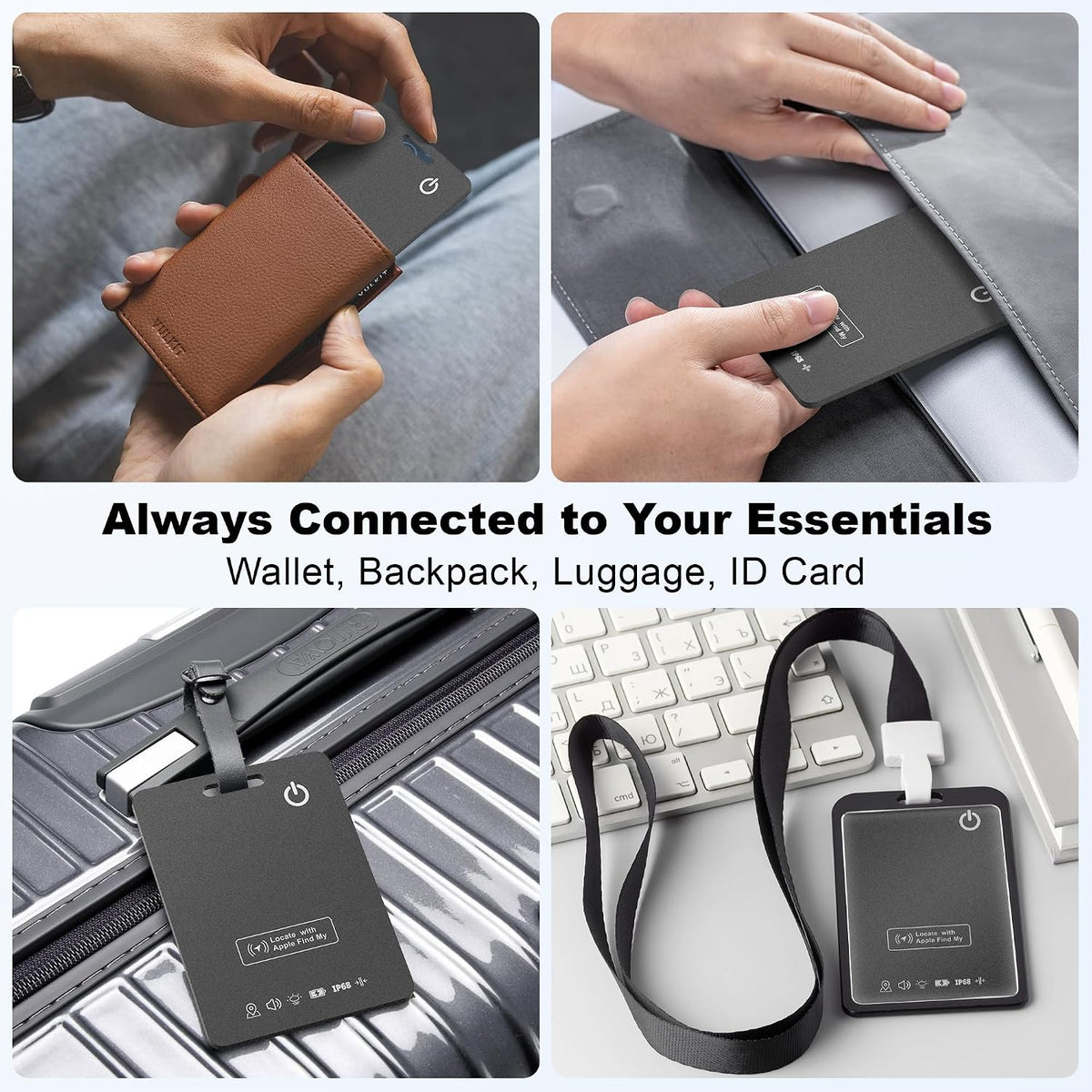 Wallet Tracker Card, Rechargeable, Works with Apple Find My