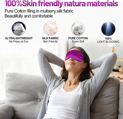 Sleep Mask, Silk Eye Mask for Sleeping with Adjustable Strap, Satin Blackout Sleeping Eye Mask for Men&Women, Comfortable Blindfold Eyeshade for Night Sleep(Black)