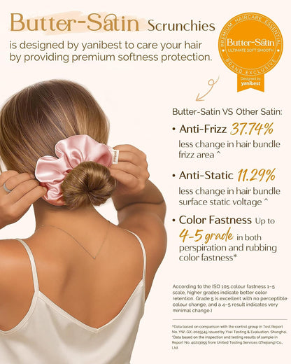 Yanibest 8 Pcs Satin Scrunchies - Silk Scrunchies Ponytail Holders, Soft Satin Hair Ties No Damage, Hair Accessories for Women