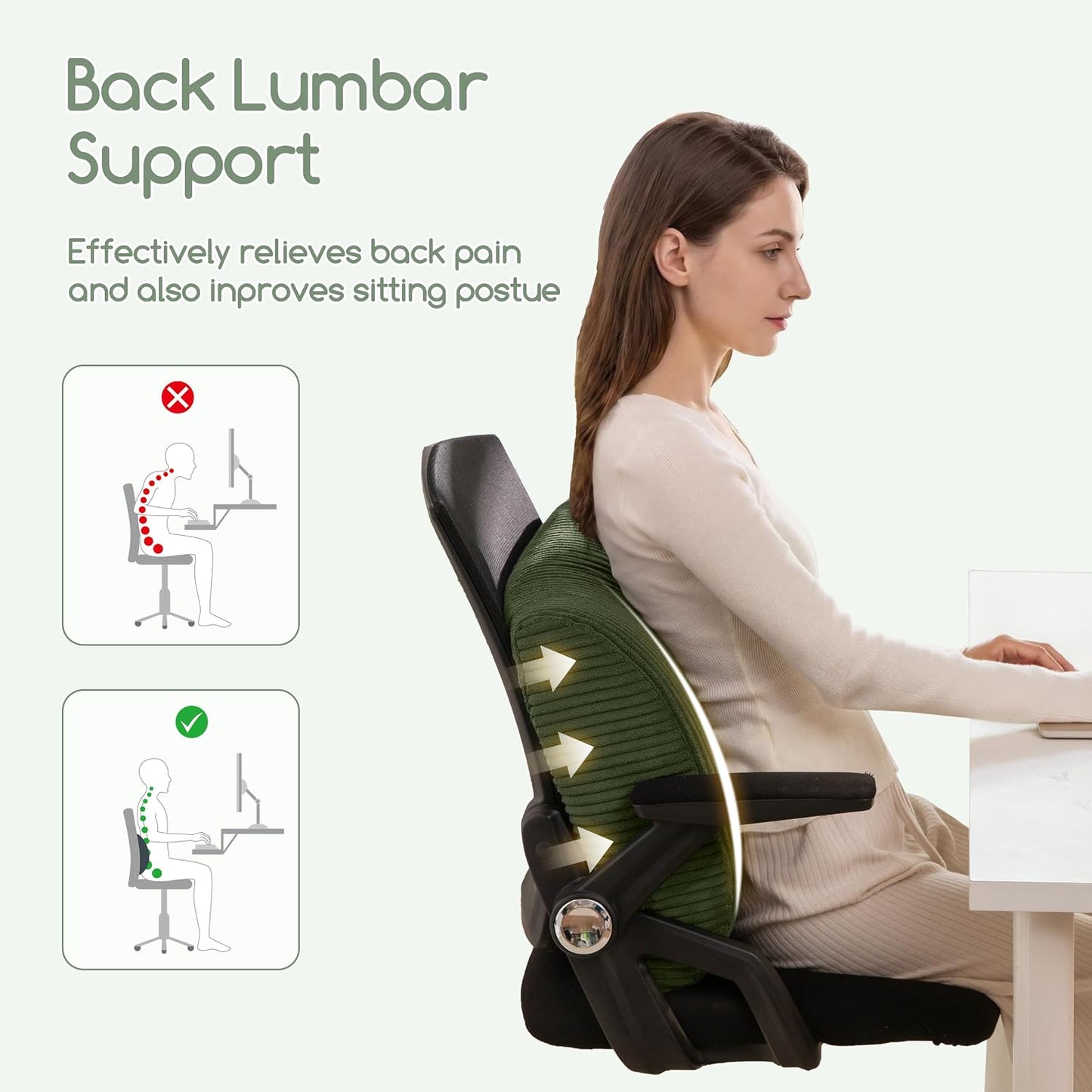 HIGOGOGO Lumbar Support Pillow for Recliner Chair/Accent Chair/Couch, Memory Foam Back Support Cushion for Elderly, Recliner Cushions for Back Rest, Pain Relief, Reading, Washable Cover, Dark Grey