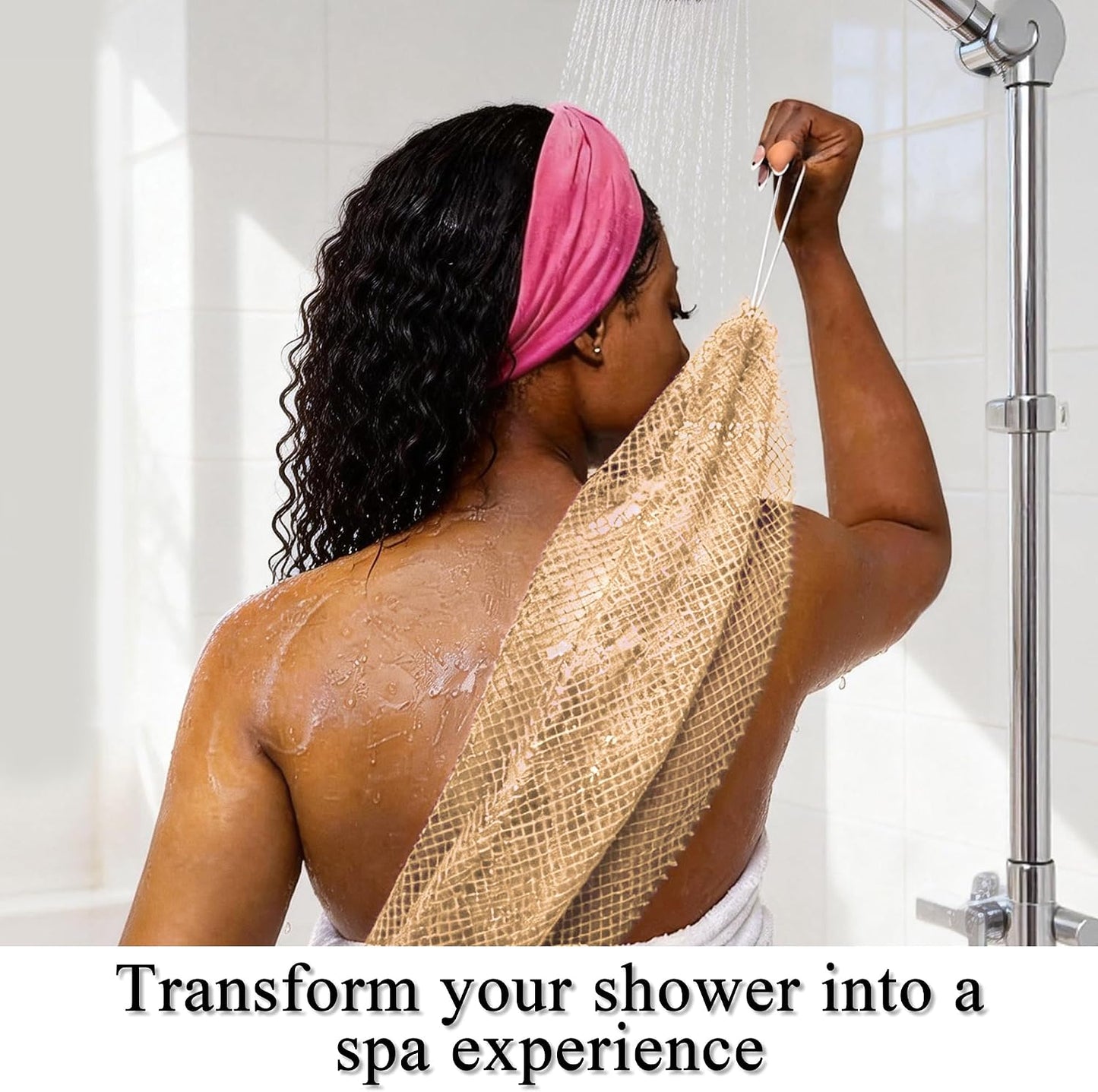 SubSahara Authentic African Net Sponge - 2 Pack Exfoliating Bath & Shower Loofah Sponge for Body & Face, Gentle Scrubber for All Skin Types, Travel, Durable Polyester (Olive Green & Light Green)
