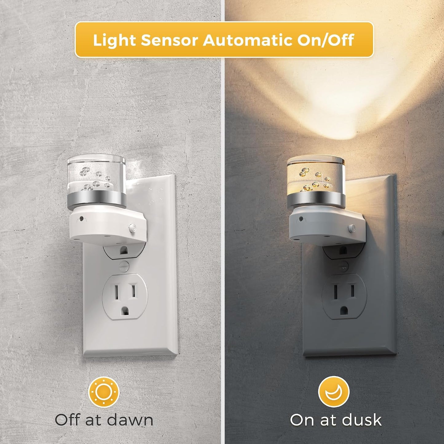 L LOHAS LED Night Light, Dimmable Night Lights Plug into Wall, Automatic Night Lights Plug in with Auto Light Sensor,Adjustable Brightness Amber LED Night Light, for Bedroom Hallway Home Decor
