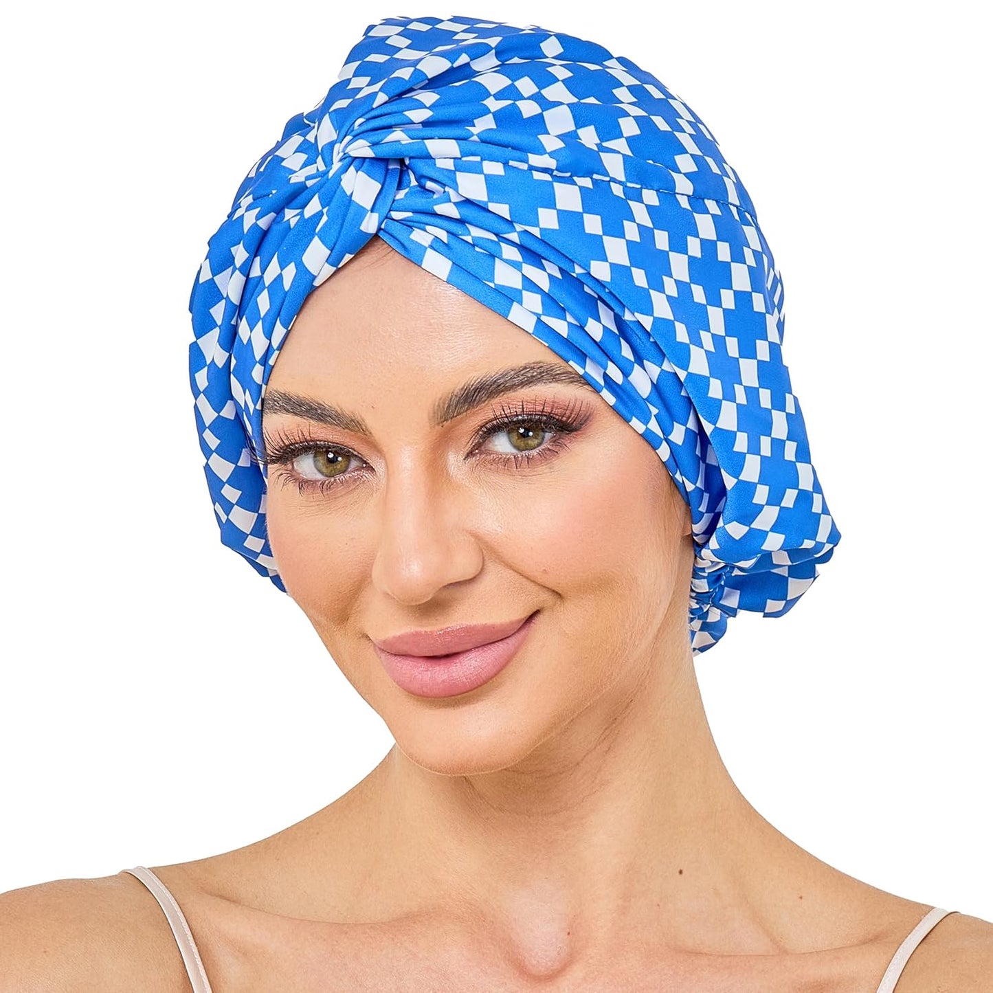 Adjustable Silk Satin Bonnet for Sleeping Hair Wrap, Double Layer Sleep Cap, Night Turban for Large Long Curly Braid Women Men Hair - Matcha Green