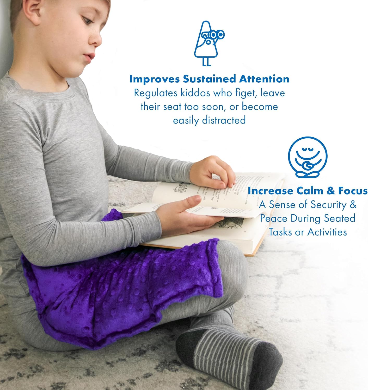 Harkla Weighted Lap Pad for Kids, Deep Blue, 5lb