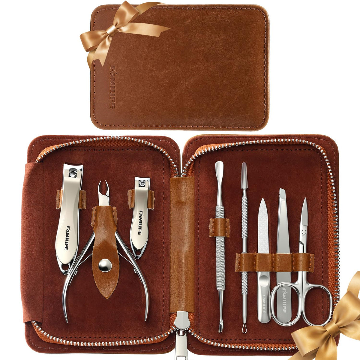 FAMILIFE Stainless Steel Manicure Set 11-in-1 Professional Nail Clipper Kit