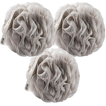 MainBasics Bath Shower Loofah Sponge Pouf Body Scrubber Exfoliator Body Wash Sponge (Set of 3, Airy Blossom)