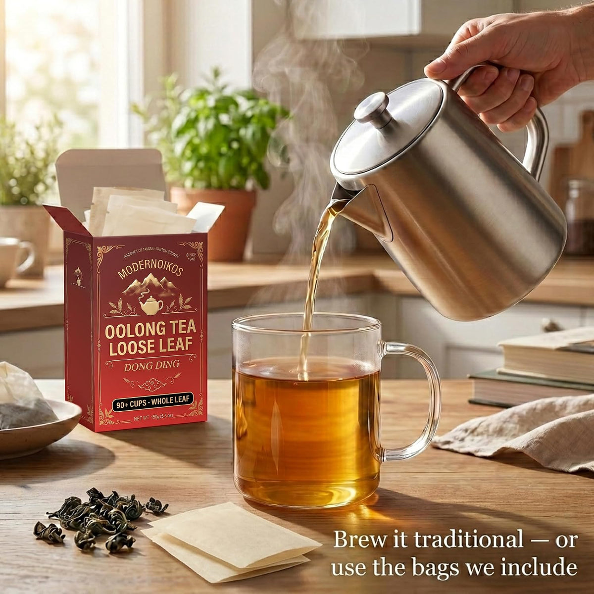 MODERNOIKOS Dong Ding Oolong Tea Loose Leaf, Roasted Taiwan 150g 5.3oz
