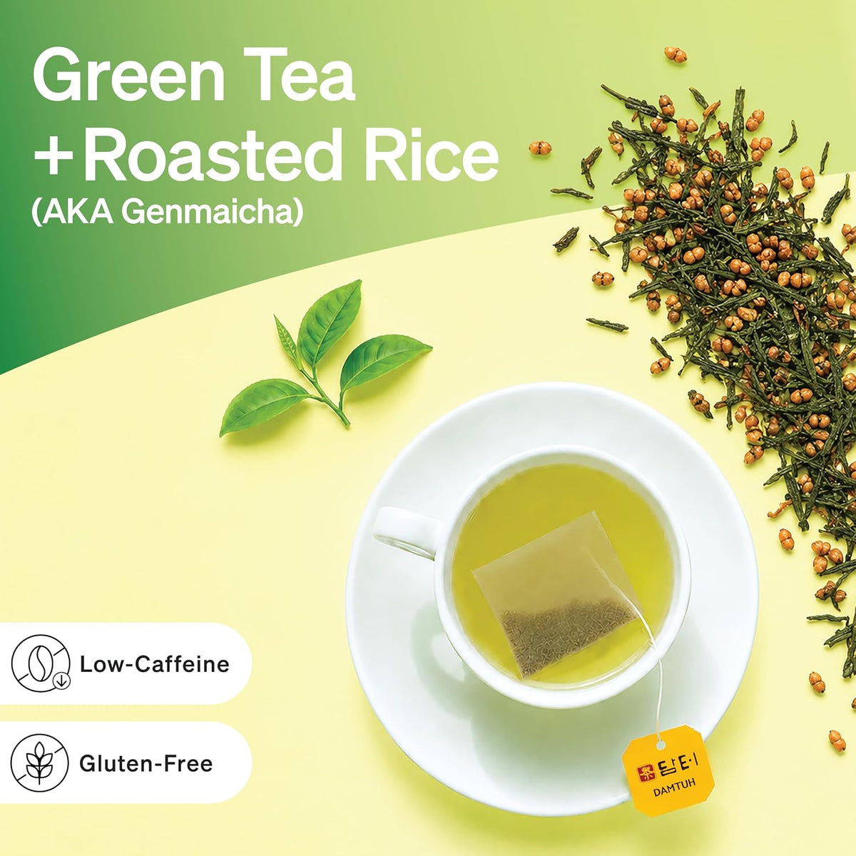 Damtuh Korean Brown Rice Green Tea Bags, Genmaicha, 150 Count