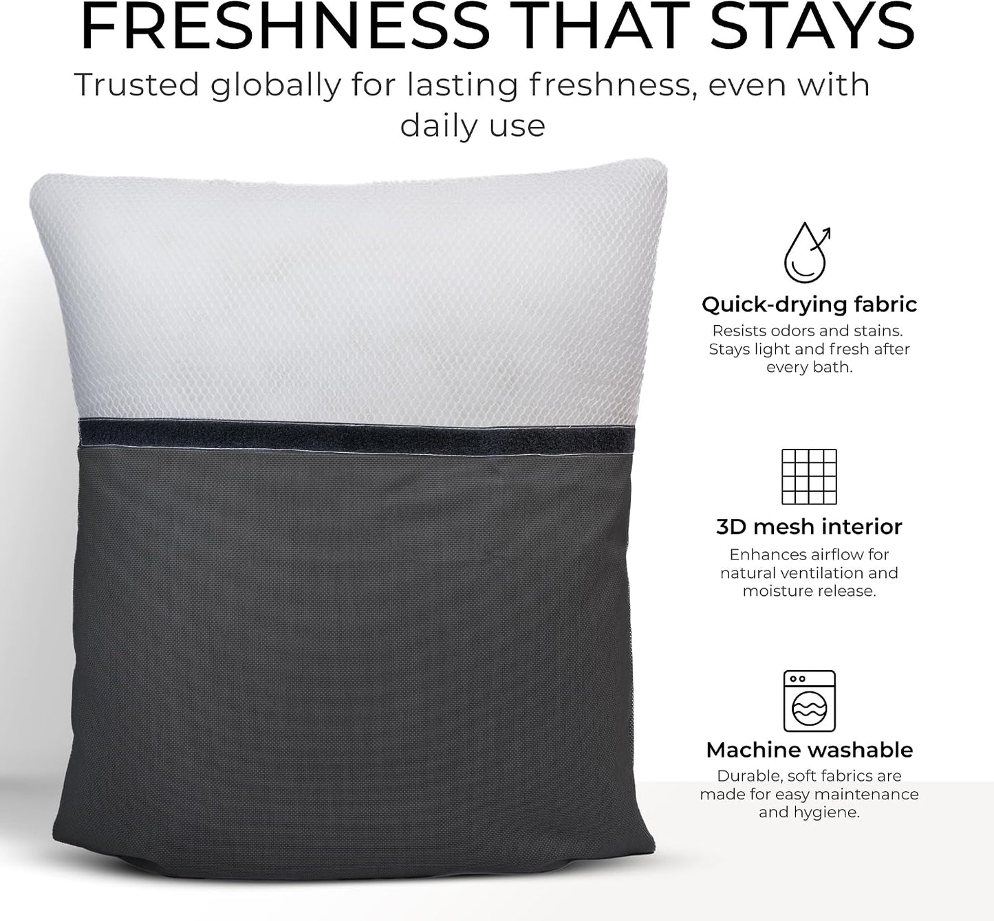 Luxury Bath Pillow for Tub - Thick and Comfortable Bathtub Pillow Support for Head and Neck and Back - Washable Quick-Drying Bath Pillows - Bath Cushion for Home Spa - Fits Any Bathtub - Light Gray