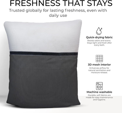 Luxury Bath Pillow for Tub - Thick and Comfortable Bathtub Pillow Support for Head and Neck and Back - Washable Quick-Drying Bath Pillows - Bath Cushion for Home Spa - Fits Any Bathtub - Light Gray