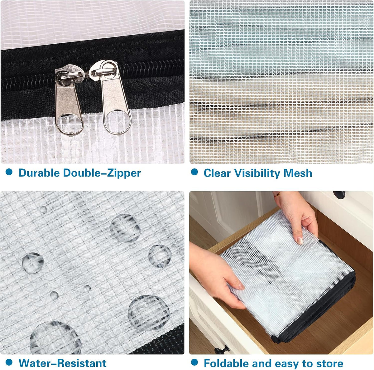 Fixwal Storage Bags 4 Pack 75L XL Mesh Clear for Blankets Clothes Comforter