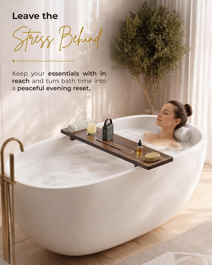 Acacia Large Bath Tray for Tub 34.6"x9" Wooden Bathtub Caddy Tray
