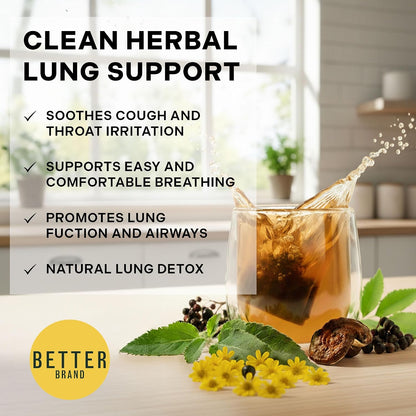 Betterbrand Mullein Tea Bags, Lung Detox w. Thyme, Elderberry, 15 Bags
