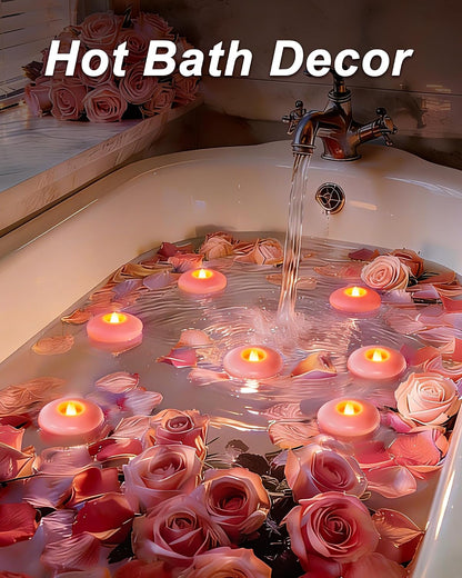 Homemory 24 Pack 3” Flameless Led Floating Candles, 200 Hour White Battery Operate Waterproof Tealights for Cylinder Vases, Centerpieces at Wedding Decor, Party, Pool