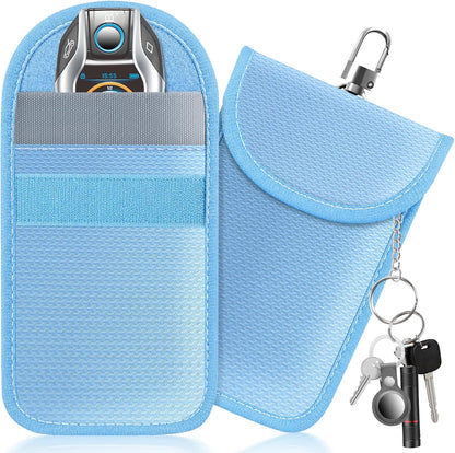 Faraday Pouch for Car Keys, Faraday Bag, Car RFID Signal Blocking Holder, Key Fob Protector, Key fob cage Block Signal Anti-Theft Fob Case (2 Pack)