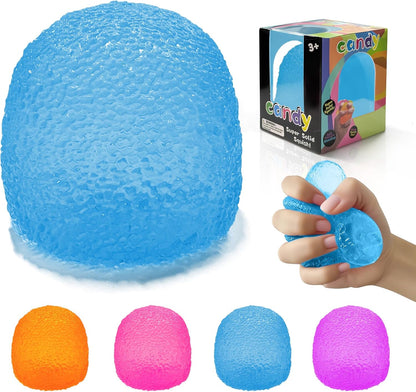 Stress Balls-Gumdrop Squishy Stress for Kids and Adults, Super Solid Squeeze Ball, Sensory for Stress Relief, Birthday, Easter Basket Stuffers and Party Favors (Blue)