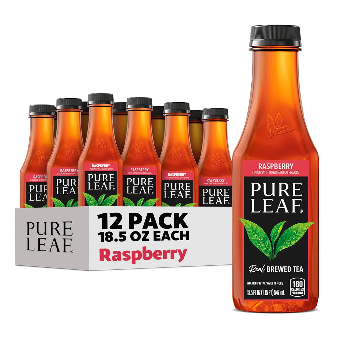 Pure Leaf Iced Tea, Raspberry, Real Brewed Tea, 18.5 Fl Oz Bottles