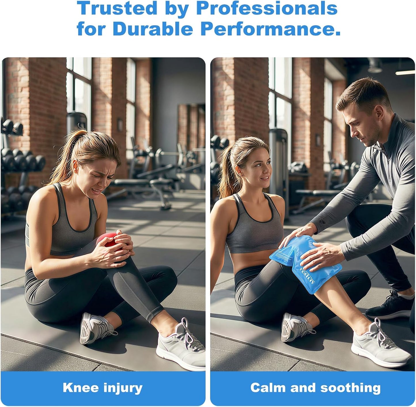 Reusable Ice Packs for Injuries - Flexible Ice Pack for Injuries - Gel Cold Pack Stays Soft When Frozen for Shoulder, Knee, Ankle, Back Pain Relief, Swelling & Bruises - 7.5"x11.5"