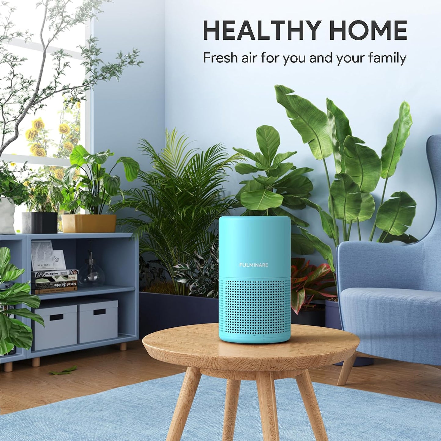 FULMINARE Air Purifiers for Home Bedroom H13 HEPA Air Purifier, 3 Speeds, Timer, 24dB, Small Mini Air Purifier with Night Light, Sage Green