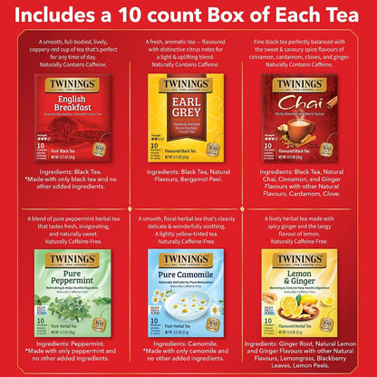 Twinings Tea Discovery Gift Set, Black & Herbal Variety Pack, 6 Mini Boxes