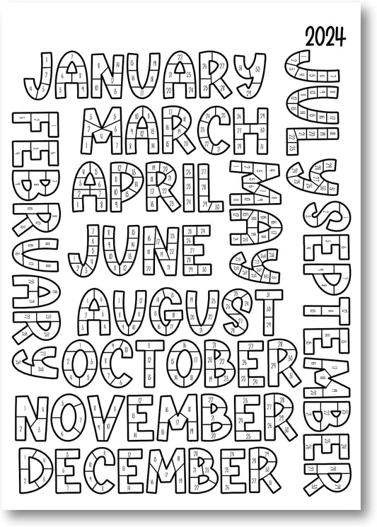 2026 Habit Tracker Coloring Dashboard Sticker, Year Habit Tracker Coloring Sticker, Month Habit Tracker Coloring Planner Sticker