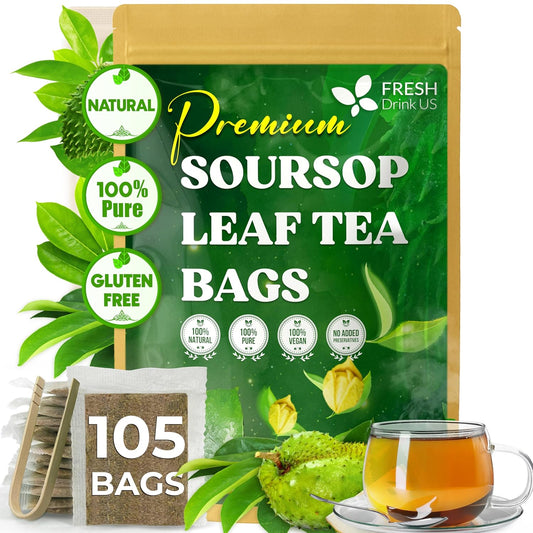 FreshDrinkUS, Premium Soursop Leaf Tea, 105 Count, Pure, Caffeine Free