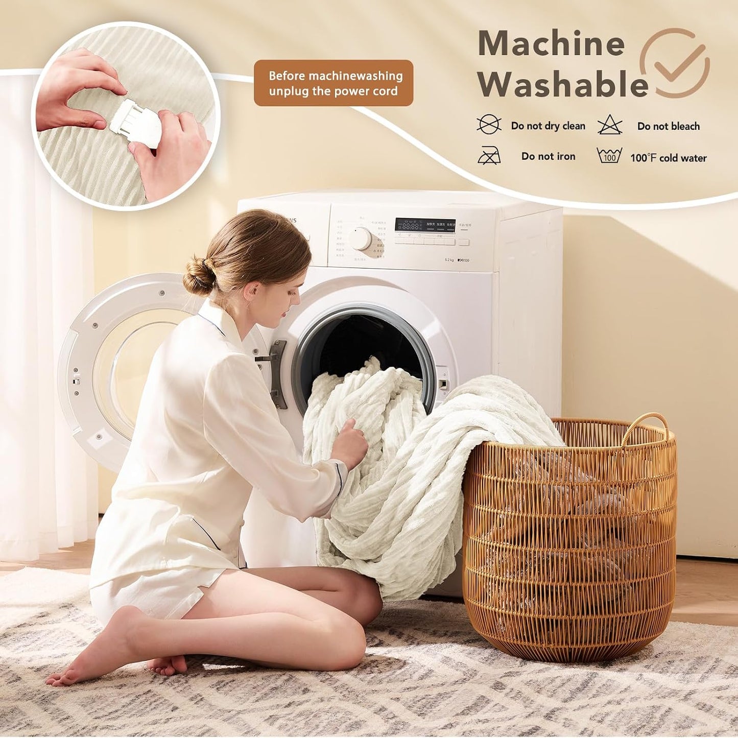 Homemate Heated Blanket Electric Throw - 50"x60" Heating Blanket Throw 1/2/4/6/8 Hours Auto-Off 10 Heat Levels Over-Heat Protection Soft Flannel Sherpa Heater ETL Certification