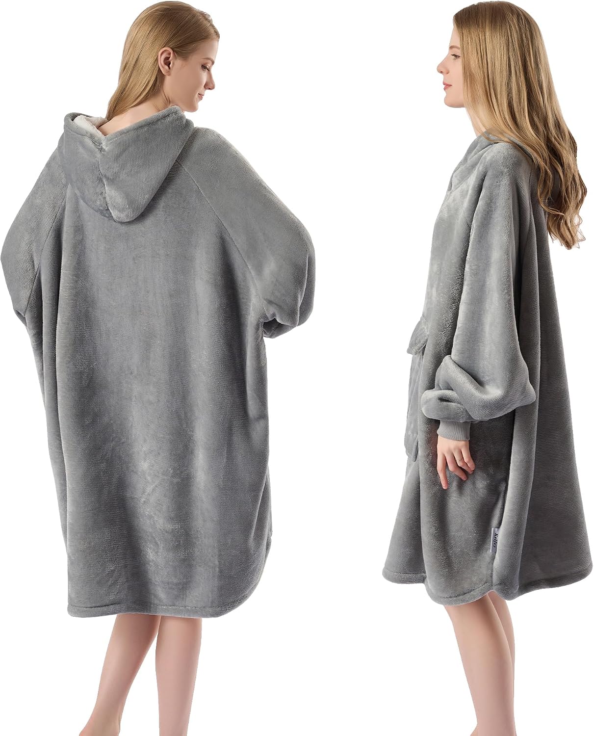 Krifey Wearable Blanket Hoodie, Oversized Sherpa Hooded Blanket for Adults | Soft sherpa fleece with sleeves and pocket; oversized fit for lounging, WFH, camping, Christmas and white elephant gifts.