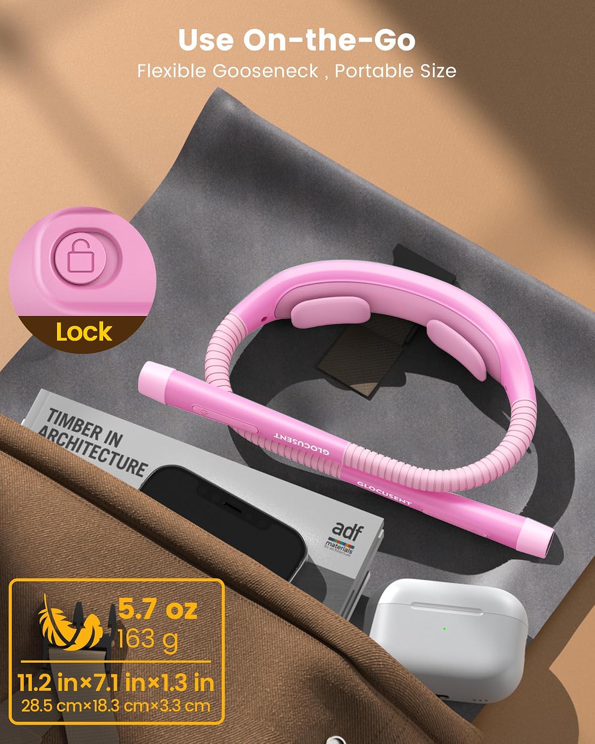 Glocusent Neck Light with Timer, 100 Hours Book Light for Bedtime Reading